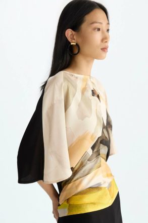 T-Shirts And Tops Print Twill Knit Fitted T-Shirt Black/Multicolor Women Purificacion Garci - Image 2