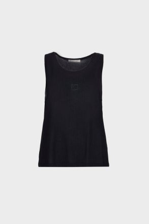 T-Shirts And Tops Women Black Ribbed Knit Straight-Fit T-Shirt Purificacion Garci - Image 5