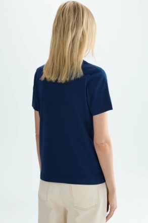 T-Shirts And Tops Women Purificacion Garci Afric8 Scarf Jersey Straight-Fit T-Shirt Navy - Image 3