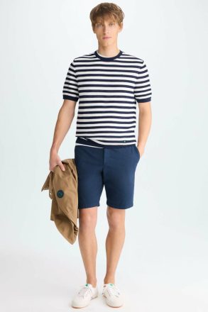 T-Shirts Striped Pointelle Knit T-Shirt Navy/Ecru Purificacion Garci Men - Image 4