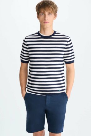 T-Shirts Striped Pointelle Knit T-Shirt Navy/Ecru Purificacion Garci Men - Image 5