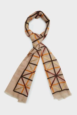 Tan/Brown/Orange Origami Wool Scarf Scarves Women Purificacion Garci - Image 2