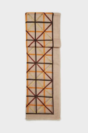 Tan/Brown/Orange Origami Wool Scarf Scarves Women Purificacion Garci
