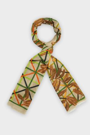 Tan/Green/Orange Women Hojigami Wool Scarf Purificacion Garci Scarves - Image 2