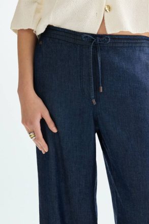 Tencel Denim Straight-Leg Pyjama-Style Trousers Denim Blue Women Purificacion Garci Trousers - Image 2