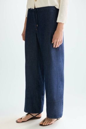 Tencel Denim Straight-Leg Pyjama-Style Trousers Denim Blue Women Purificacion Garci Trousers