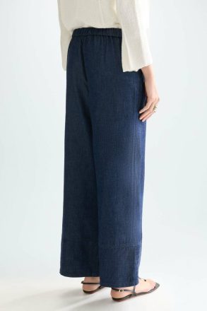 Tencel Denim Straight-Leg Pyjama-Style Trousers Denim Blue Women Purificacion Garci Trousers - Image 3