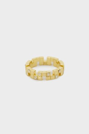 Tetrominó Ring Evening Gold/Crystal Women Purificacion Garci