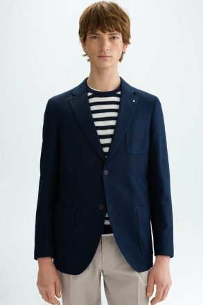 Textured Cotton Relaxed Fit Blazer Purificacion Garci Navy Men Suits And Blazers