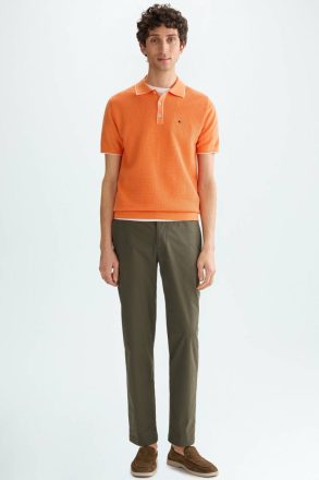 Textured Knit Polo Shirt Orange Knitwear Men Purificacion Garci - Image 4