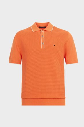 Textured Knit Polo Shirt Orange Knitwear Men Purificacion Garci - Image 5