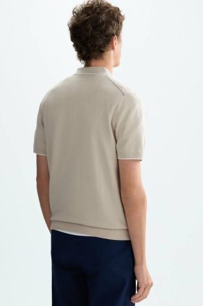 Textured Knit Polo Shirt Stone Polo Shirts Purificacion Garci Men - Image 3