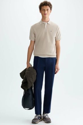 Textured Knit Polo Shirt Stone Polo Shirts Purificacion Garci Men - Image 4