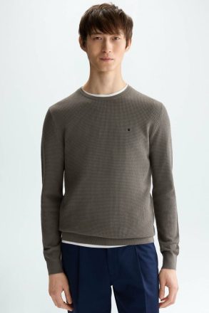 Textured Pima Cotton Sweater Purificacion Garci Khaki Men Knitwear