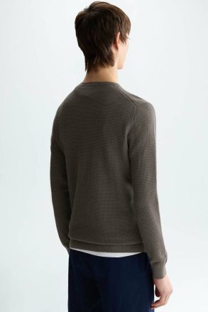Textured Pima Cotton Sweater Purificacion Garci Khaki Men Knitwear - Image 3