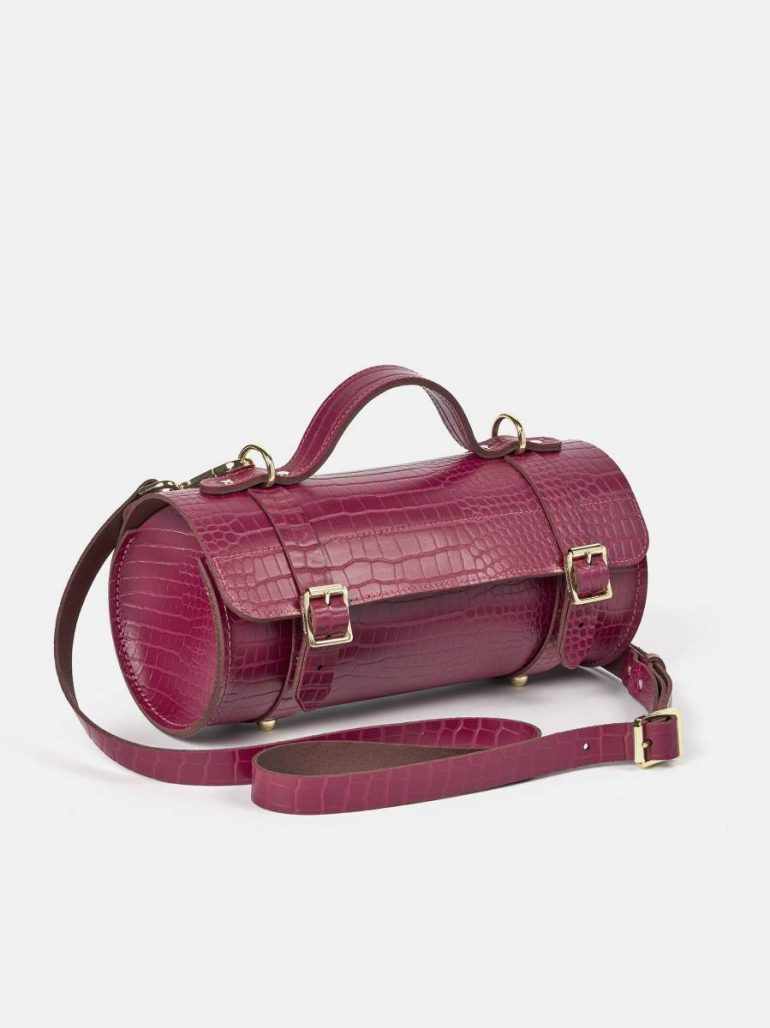 The Bowls Bag - Magenta Croc Women Cambridge Satchel Crossbody - Image 4