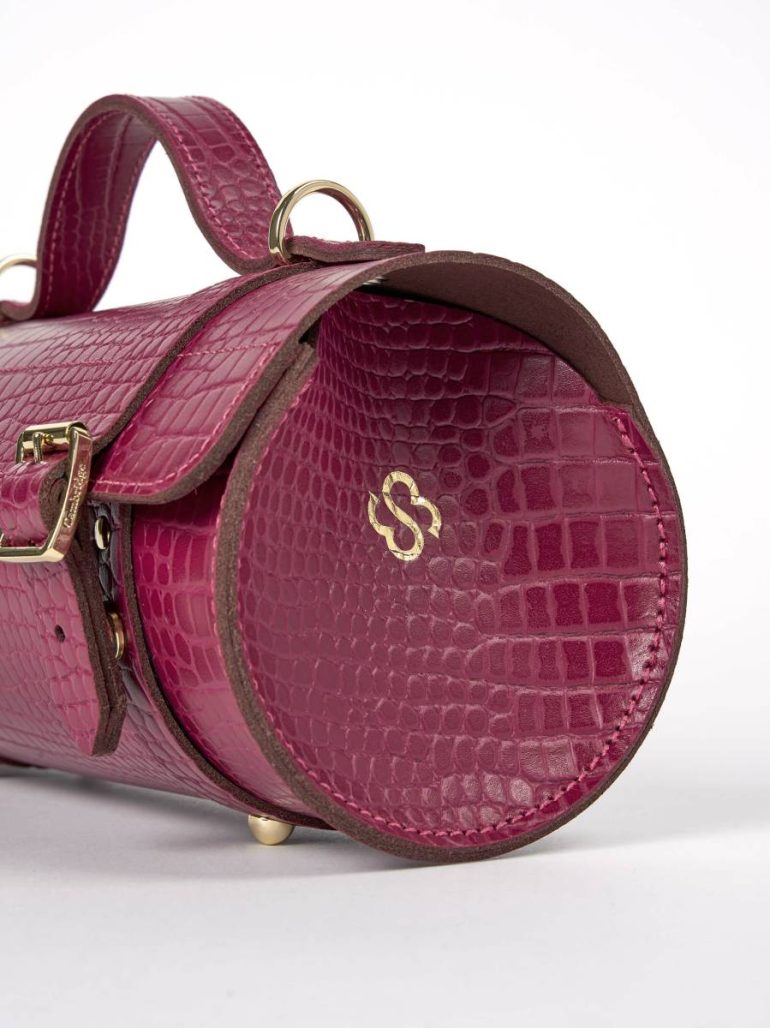 The Bowls Bag - Magenta Croc Women Cambridge Satchel Crossbody - Image 5