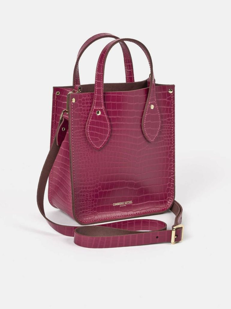 The Mini Tote -Magenta Croc Cambridge Satchel Women Tote Bags - Image 4