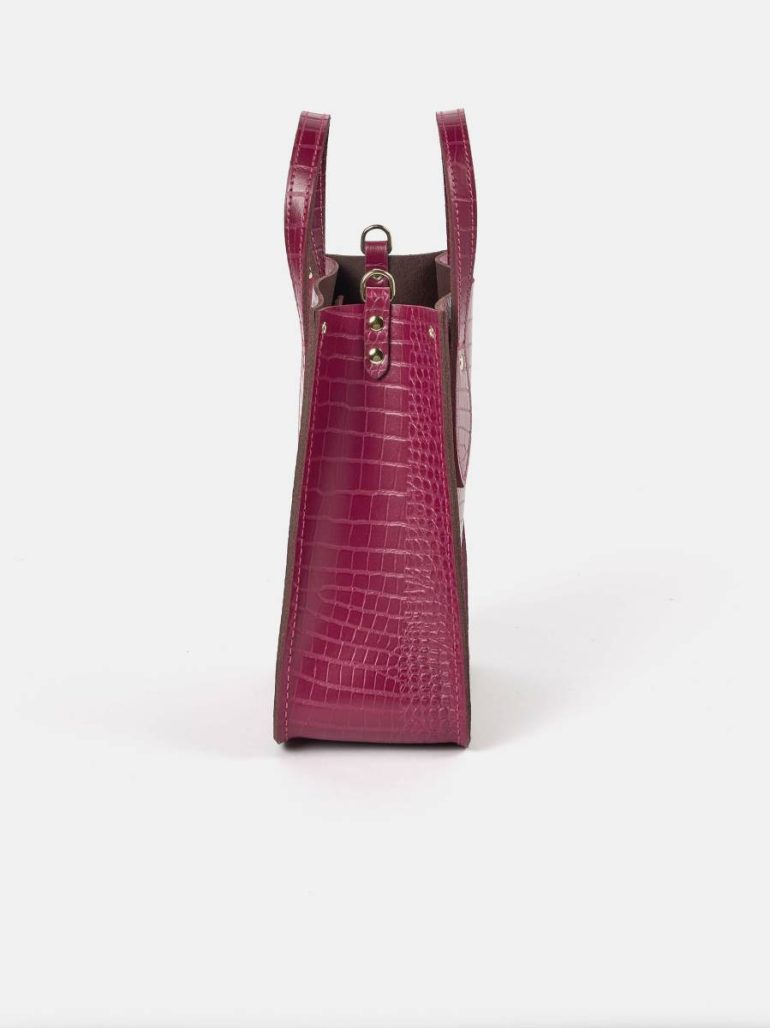 The Mini Tote -Magenta Croc Cambridge Satchel Women Tote Bags - Image 5