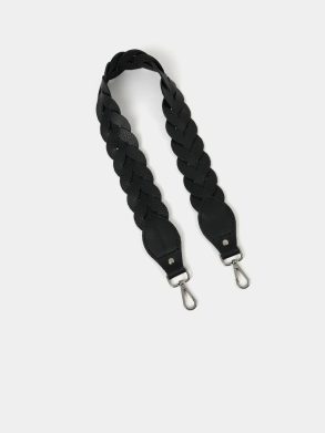 The Plaited Shoulder Strap - Black & Black Celtic Grain Women Cambridge Satchel Crossbody