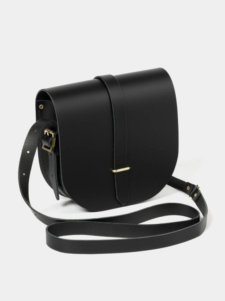 The Saddle Bag - Black & Gold Cambridge Satchel Crossbody Women - Image 3