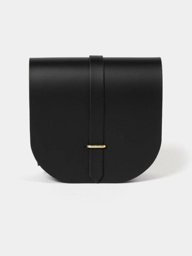 The Saddle Bag - Black & Gold Cambridge Satchel Crossbody Women