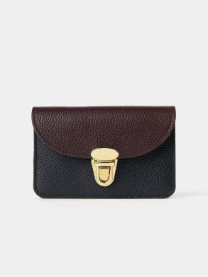 The Small Push Lock Purse - Bordeaux, Midnight & Clay Madras Grain Women Crossbody Cambridge Satchel