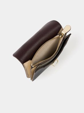 The Small Push Lock Purse - Bordeaux, Midnight & Clay Madras Grain Women Crossbody Cambridge Satchel - Image 4