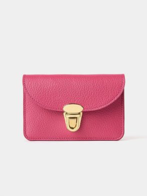 The Small Push Lock Purse - Fuchsia Pink Madras Grain Cambridge Satchel Crossbody Women
