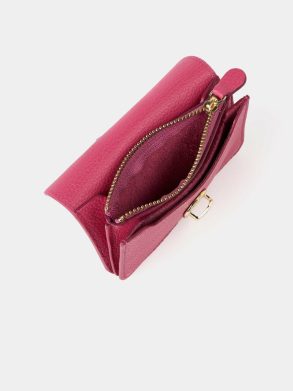 The Small Push Lock Purse - Fuchsia Pink Madras Grain Cambridge Satchel Crossbody Women - Image 4