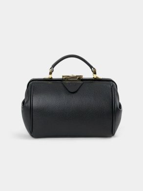 The Sophie -Midnight Black Calf Grain Women Cambridge Satchel Handbags