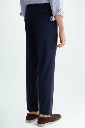 Tropical Wool Classic Fit Suit Trousers Men Purificacion Garci Trousers Navy - Image 3