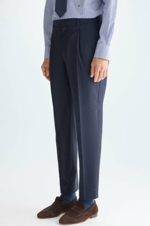 Tropical Wool Relaxed Fit Suit Trousers Navy Men Purificacion Garci Trousers