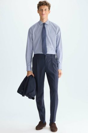 Tropical Wool Relaxed Fit Suit Trousers Navy Men Purificacion Garci Trousers - Image 4