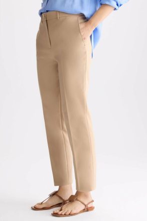 Trousers Camel Purificacion Garci Women Satin Slim-Leg Trousers