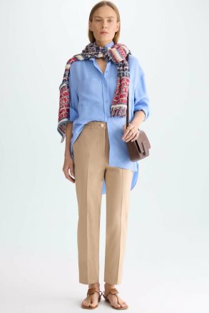 Trousers Camel Purificacion Garci Women Satin Slim-Leg Trousers - Image 4