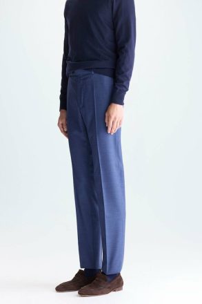 Trousers Men Ink Blue Tropical Wool Classic Fit Suit Trousers Purificacion Garci