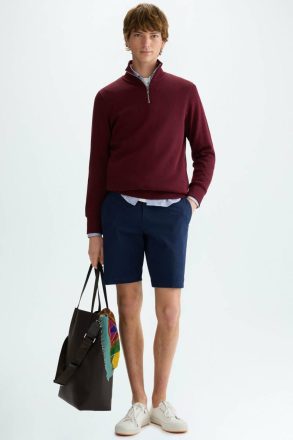 Trousers Men Navy Purificacion Garci Cotton Twill Regular Fit Bermuda Shorts - Image 4