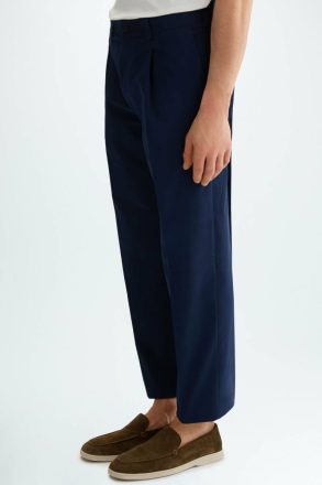 Trousers Men Purificacion Garci Cotton Twill Relaxed Fit Trousers Navy