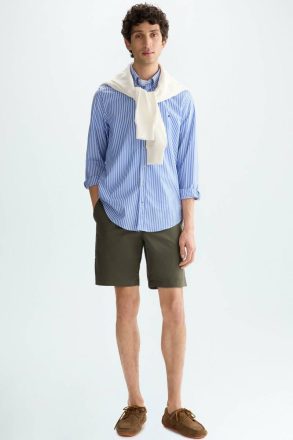 Trousers Men Purificacion Garci Khaki Cotton Twill Regular Fit Bermuda Shorts - Image 4