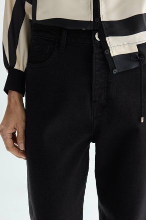 Trousers Women Frayed Twill Straight-Leg Trousers Black Purificacion Garci - Image 2