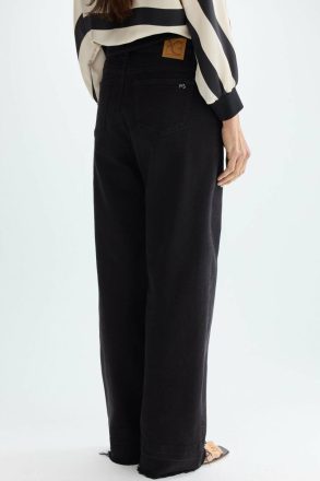 Trousers Women Frayed Twill Straight-Leg Trousers Black Purificacion Garci - Image 3
