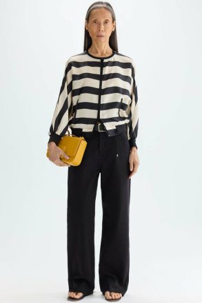 Trousers Women Frayed Twill Straight-Leg Trousers Black Purificacion Garci - Image 4
