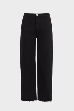 Trousers Women Frayed Twill Straight-Leg Trousers Black Purificacion Garci - Image 5