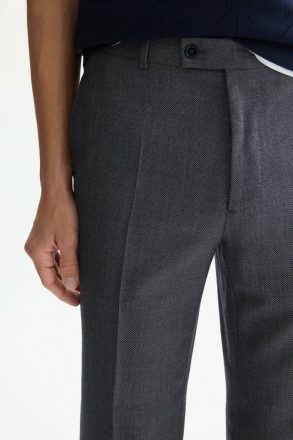 Trousers Wool Bird's Eye Weave Classic Fit Suit Trousers Men Gray Purificacion Garci - Image 2