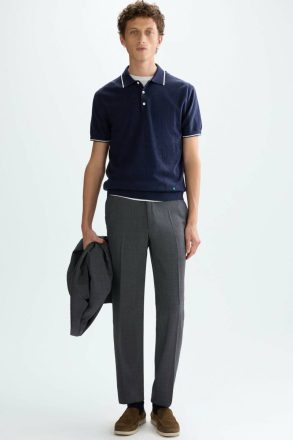 Trousers Wool Bird's Eye Weave Classic Fit Suit Trousers Men Gray Purificacion Garci - Image 4