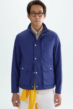 Washed Cotton Jacket Men Royal Blue Purificacion Garci Outerwear