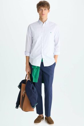 White/Blue Purificacion Garci Windowpane Check Poplin Shirt Men Shirts - Image 5