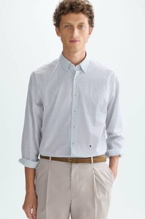 White/Blue Shirts Origami Sopa De Letras Print Poplin Shirt Purificacion Garci Men