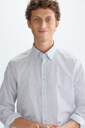 White/Blue Shirts Origami Sopa De Letras Print Poplin Shirt Purificacion Garci Men - Image 4